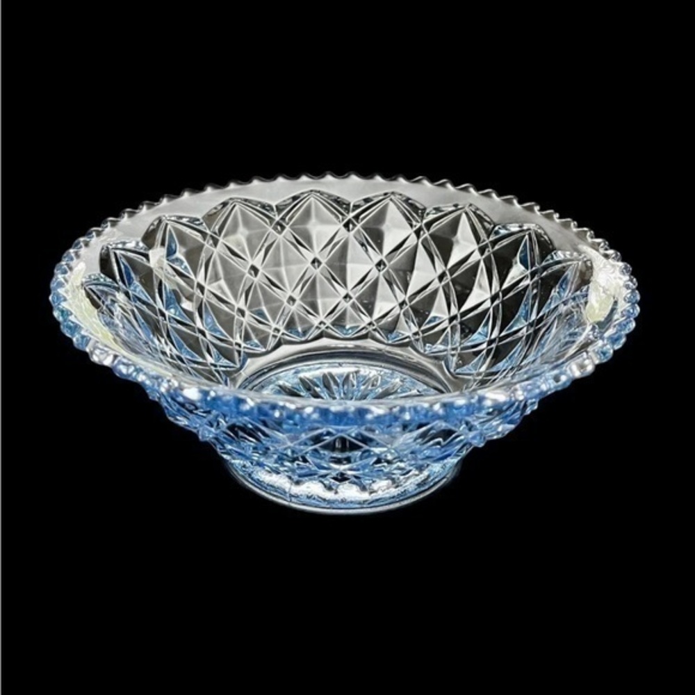 Antique Diamond Block Little Jewel Blue Glass Bowl